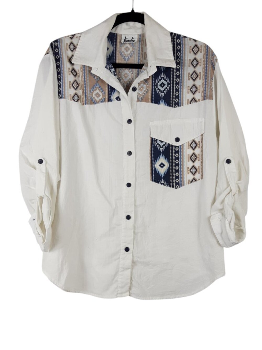 Tapestry Vintage 80s Aztec Pattern Women's Button Up Boho Western Size Small